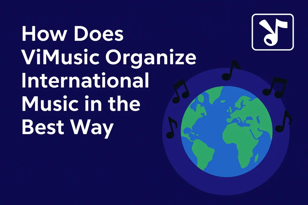 How does ViMusic organize international music 